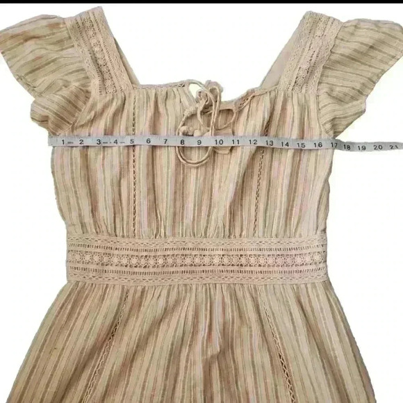 American Eagle Womens Peach Striped Pom Pom Boho Effortless Chic Trendy Romper M - Picture 11 of 12